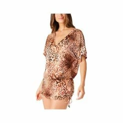 Cheapest 💯 Bar III 👩 Women's Glam Cheetah Adjustable-Side Cover-Up Caftan, Created For Macy's Natural ✨ -Cheap Bar III Store unnamed file 2149