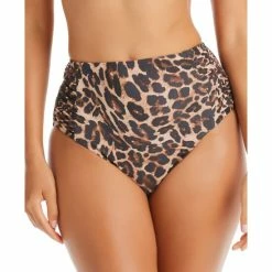 Deals ❤️ Bar III 👩 Women's Cheetah-Print High Waist Full Coverage Swim Bottoms, Created For Macy's Natural 🔥