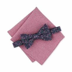 Promo 😉 Bar III Men's Wildey Floral Bow Tie & Pocket Square Set, Created For Macy's Blue 💯