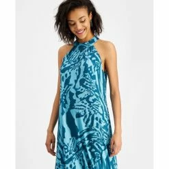 Promo 🤩 Bar III 👩 Women's High-Neck Side-Slit 👗 Dress, Created For Macy's Aquarious Combo 🌟 -Cheap Bar III Store unnamed file 2193