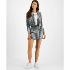 Best deal 🌟 Bar III 👩 Women's Diamond Cropped Blazer & Diamond Two-Button Skorts, Created For Macy's Bar Black/white 😉