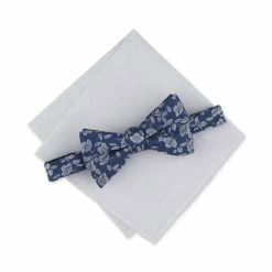 Outlet 🌟 Bar III Men's Floral Bow Tie & Pocket Square Set, Created For Macy's Blue 🛒