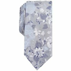 Promo 🎁 Bar III Men's Hilton Floral Slim Tie, Created For Macy's Blue ✨