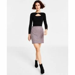 Best deal 🥰 Bar III 👩 Women's Multi Tweed Mini 👗 Skirt, Created For Macy's Jazz Berry Multi 🔥