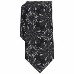 Budget 🛒 Bar III Men's Lisi Skinny Floral Tie, Created For Macy's Black 🎉