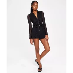 Flash Sale ๐ฅฐ Bar III ๐ฉ Women's Sparkling Cut-Out Long-Sleeve Mini ๐ Dress, Created For Macy's Cherry On Top ๐ฅฐ