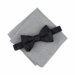 Budget 🎉 Bar III Men's 2-Pc. Edken Bow Tie & Pocket Square Set, Created For Macy's Black ⭐