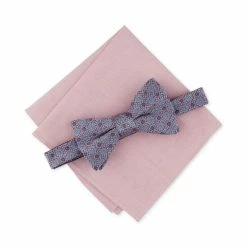 Wholesale 🔥 Bar III Men's 2-Pc. Tanner Pre-Tied Neat Bow Tie & Solid Pocket Square Set, Created For Macy's Pink ❤️