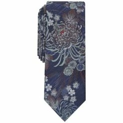 Best Pirce 👍 Bar III Men's Chrysanthemum Floral Skinny Tie, Created For Macy's Navy ✔️