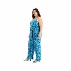 Coupon 💯 Bar III Plus Size Printed V-Neck Jumpsuit, Created For Macy's Deep Aqua Combo 🔥 -Cheap Bar III Store unnamed file 2284