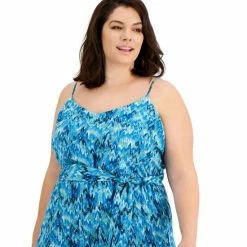 Coupon 💯 Bar III Plus Size Printed V-Neck Jumpsuit, Created For Macy's Deep Aqua Combo 🔥 -Cheap Bar III Store unnamed file 2285