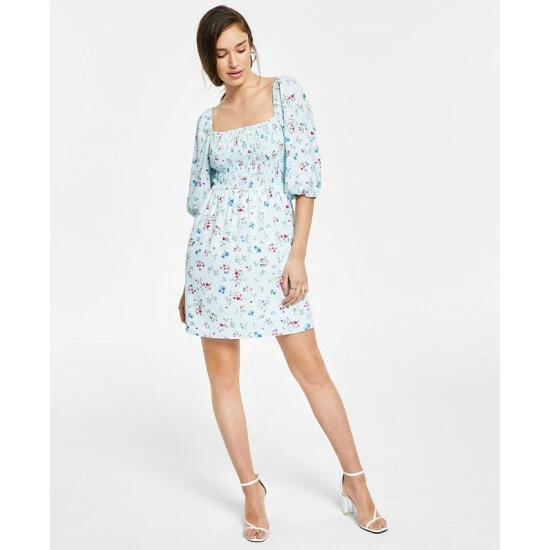 Deals ๐ Bar III Printed Smocked Convertible ๐ Dress, Created For Macy's Aqua Light Floral ๐ 1 Deals ๐ Bar III Printed Smocked Convertible ๐ Dress, Created For Macy's Aqua Light Floral ๐