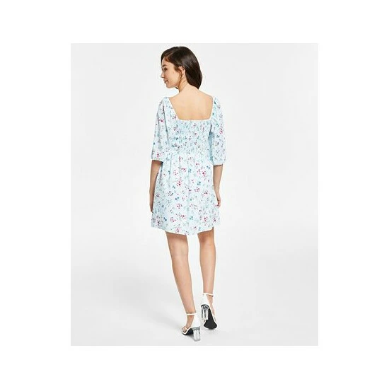 Deals ๐ Bar III Printed Smocked Convertible ๐ Dress, Created For Macy's Aqua Light Floral ๐ 2 Deals ๐ Bar III Printed Smocked Convertible ๐ Dress, Created For Macy's Aqua Light Floral ๐ - Image 2