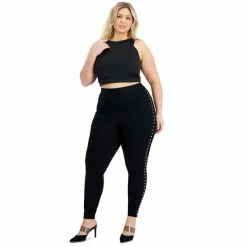 Best deal 😍 Bar III Trendy Plus Size Studded Leggings, Created For Macy's Deep Black 🔥 -Cheap Bar III Store unnamed file 2297