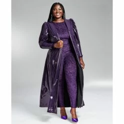 Cheap Bar III Store 14 Cheapest ๐ฏ Bar III GooGoo Atkins Trendy Plus Size Puff Sleeve Long Shiny Duster ๐งฅ Coat, Created For Macy's Regal Plum ๐คฉ