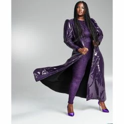 Cheapest 💯 Bar III GooGoo Atkins Trendy Plus Size Puff Sleeve Long Shiny Duster 🧥 Coat, Created For Macy's Regal Plum 🤩 -Cheap Bar III Store unnamed file 2301