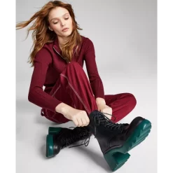 Outlet 😉 Bar III 👩 Women's Peliican Platform Lace-Up Booties, Created For Macy's Black 💯 -Cheap Bar III Store unnamed file 233