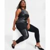 Buy 🧨 Bar III Plus Size Mixed-Media Leggings, Created For Macy's Deep Black ❤️