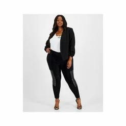 Buy 🧨 Bar III Plus Size Mixed-Media Leggings, Created For Macy's Deep Black ❤️ -Cheap Bar III Store unnamed file 2347