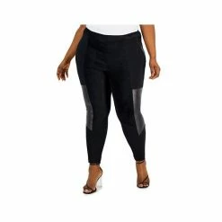 Buy 🧨 Bar III Plus Size Mixed-Media Leggings, Created For Macy's Deep Black ❤️ -Cheap Bar III Store unnamed file 2348