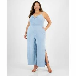 Best reviews of 🤩 Bar III Plus Size Sleeveless Cutout Jumpsuit, Created For Macy's Blue Whisper 💯