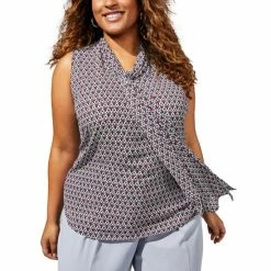 Top 10 😀 Bar III Plus Size Geo Print Sleeveless Bow-Tie Blouse Moonstone Multi 🔔 -Cheap Bar III Store unnamed file 2375