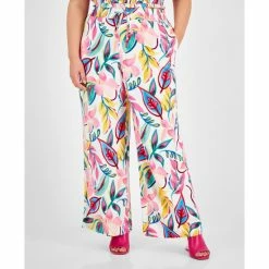 Best deal ๐งจ Bar III Plus Size Printed High-Rise Wide-Leg Pants, Created For Macy's Barbados Orchid ๐