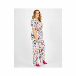 Best deal 🧨 Bar III Plus Size Printed High-Rise Wide-Leg Pants, Created For Macy's Barbados Orchid 👏 -Cheap Bar III Store unnamed file 2381