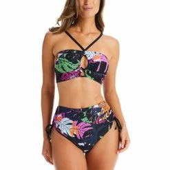 Top 10 🔥 Bar III Paradise Palms Bandeau 👙 Bikini Top & High Waist Side-Tie Bottoms, Created For Macy's Multi 💯