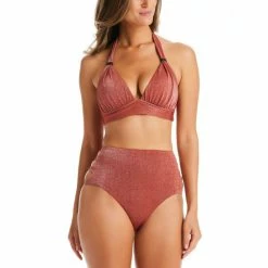 Flash Sale ✨ Bar III Shimmer Core Banded 👙 Bikini Top & High Waist Bottoms, Created For Macy's Sienna 😍