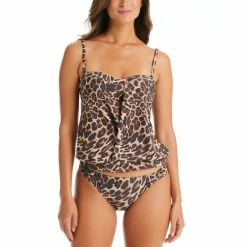 Best Sale 😍 Bar III Beach Cheetah-Print Banded Tankini Top & Hipster Bottoms, Created For Macy's Natural 😉