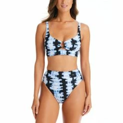 Cheap 👍 Bar III Shibori Tie-Dyed O-Ring 👙 Bikini Top & High Waist Bottoms, Created For Macy's Peri Allure 🌟