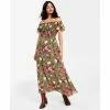 Discount ✨ Bar III 👩 Women's Printed Smocked Maxi 👗 Dress, Created For Macy's Reanna Rose A ✨