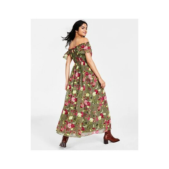 Discount โจ Bar III ๐ฉ Women's Printed Smocked Maxi ๐ Dress, Created For Macy's Reanna Rose A โจ 2 Discount โจ Bar III ๐ฉ Women's Printed Smocked Maxi ๐ Dress, Created For Macy's Reanna Rose A โจ - Image 2