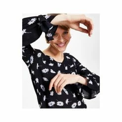 Cheap ✨ Bar III 👩 Women's Floral V-Neck Long-Sleeve Top, Created For Macy's Black Multi 👏 -Cheap Bar III Store unnamed file 2440