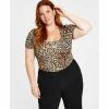 Best Pirce 😉 Bar III Trendy Plus Size Animal-Print Bodysuit, Created For Macy's Charm Cheetah ❤️