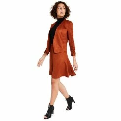 Brand new 😍 Bar III 👩 Women's Faux-Suede Scrunch-Sleeve Jacket & Flared 👗 Skirt, Created For Macy's Clay 😍