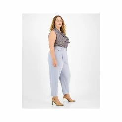 Cheapest 👏 Bar III Plus Size Belted Textured Crepe Pants Moonstone 🌟 -Cheap Bar III Store unnamed file 2454