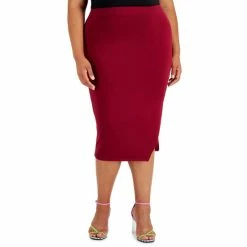 Budget ✔️ Bar III Trendy Plus Size Midi 👗 Skirt, Created For Macy's Sweet Wine 🥰