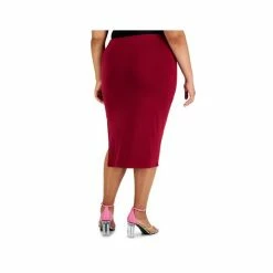 Budget ✔️ Bar III Trendy Plus Size Midi 👗 Skirt, Created For Macy's Sweet Wine 🥰 -Cheap Bar III Store unnamed file 2472