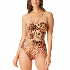 Promo ✨ Bar III 👩 Women's Glam Cheetah Keyhole-Cutout 🩱 Swimsuit, Created For Macy's Natural 🤩