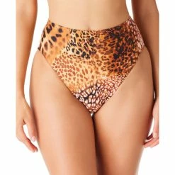 Coupon 😍 Bar III 👩 Women's Glam Cheetah High-Rise Swim Bottoms, Created For Macy's Natural 🎉