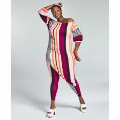 Coupon ✨ Bar III GooGoo Atkins Trendy Plus Size Asymmetrical Striped Tunic & Leggings, Created For Macy's Sunrise Stripes 😉