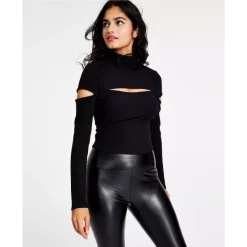 Cheap ✔️ Bar III 👩 Women's Ribbed Mock-Neck Long-Sleeve Cutout Top, Created For Macy's Bright White 🤩 -Cheap Bar III Store unnamed file 25