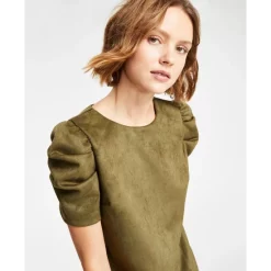 Cheap 😀 Bar III 👩 Women's Plunging Twist-Front Mesh-Sleeve Crop Top, Created For Macy's Deep Black 🧨 -Cheap Bar III Store unnamed file 251