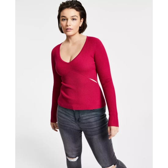 Best Pirce โ๏ธ Bar III ๐ฉ Women's Ribbed Side-Slit Sweater, Created For Macy's Royal Amaryllis โ๏ธ 3 Best Pirce โ๏ธ Bar III ๐ฉ Women's Ribbed Side-Slit Sweater, Created For Macy's Royal Amaryllis โ๏ธ - Image 3