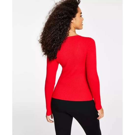 Best Pirce โ๏ธ Bar III ๐ฉ Women's Ribbed Side-Slit Sweater, Created For Macy's Royal Amaryllis โ๏ธ 4 Best Pirce โ๏ธ Bar III ๐ฉ Women's Ribbed Side-Slit Sweater, Created For Macy's Royal Amaryllis โ๏ธ - Image 4