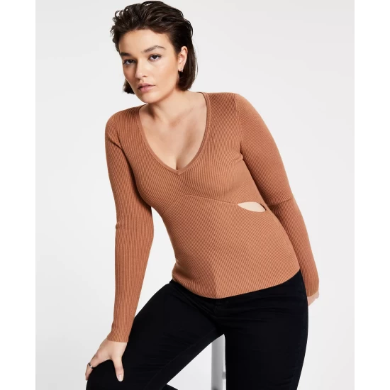Best Pirce โ๏ธ Bar III ๐ฉ Women's Ribbed Side-Slit Sweater, Created For Macy's Royal Amaryllis โ๏ธ 6 Best Pirce โ๏ธ Bar III ๐ฉ Women's Ribbed Side-Slit Sweater, Created For Macy's Royal Amaryllis โ๏ธ - Image 6