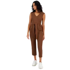 New 😍 Bar III 👩 Women's V-Neck Tie-Waist Jumpsuit, Created For Macy's Toasted Almond 🔥 -Cheap Bar III Store unnamed file 262