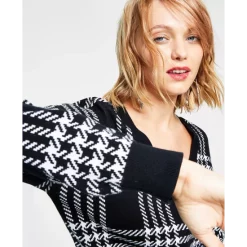 New 😉 Bar III 👩 Women's Plaid V-Neck Drop-Shoulder Sweater, Created For Macy's Red Blk Plaid 🛒 -Cheap Bar III Store unnamed file 30